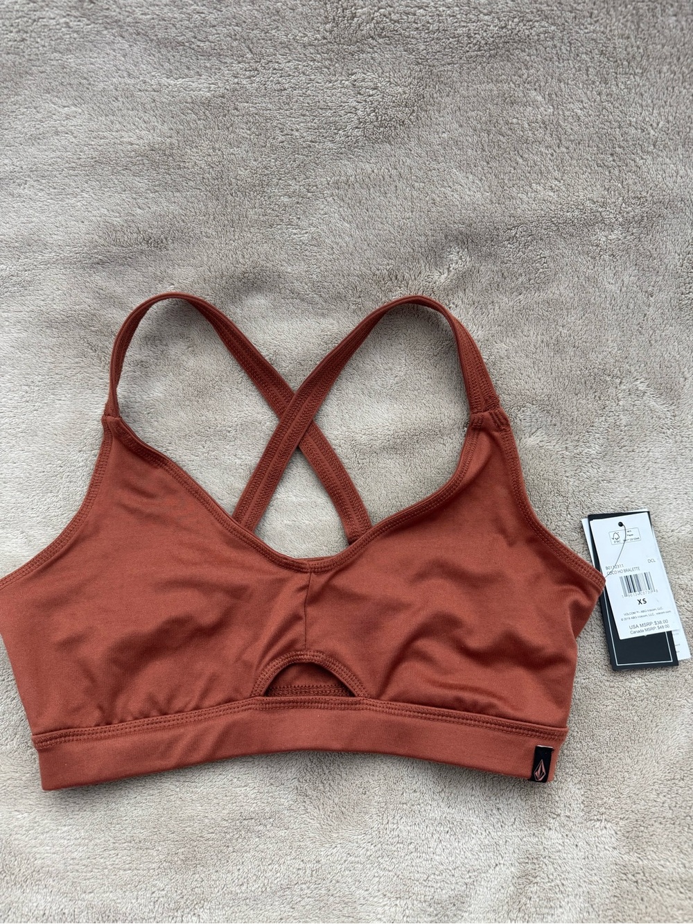 Volcom Sports bra/ Rust Cross-Back Bralette